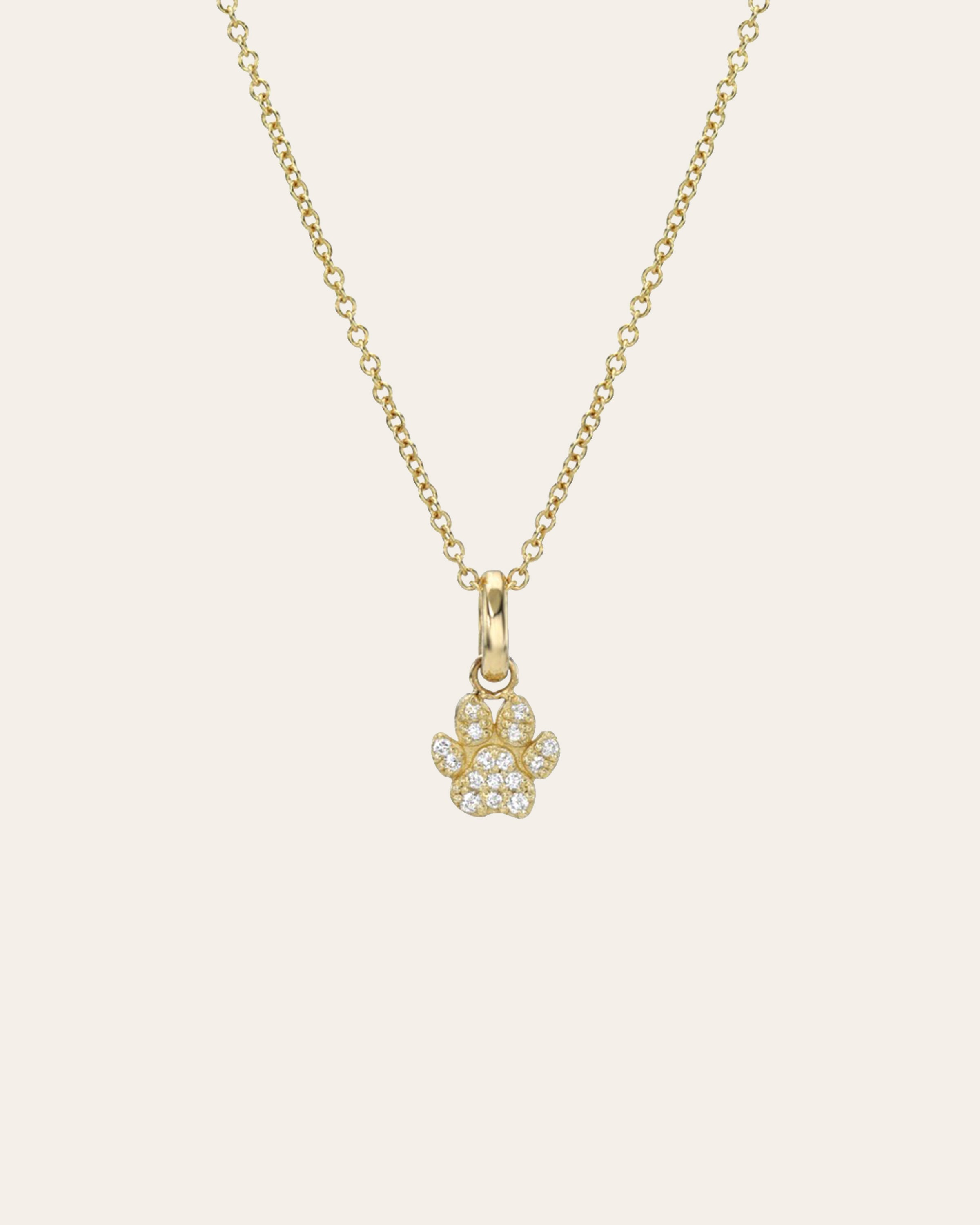 Zoe Lev Diamond Paw Necklace