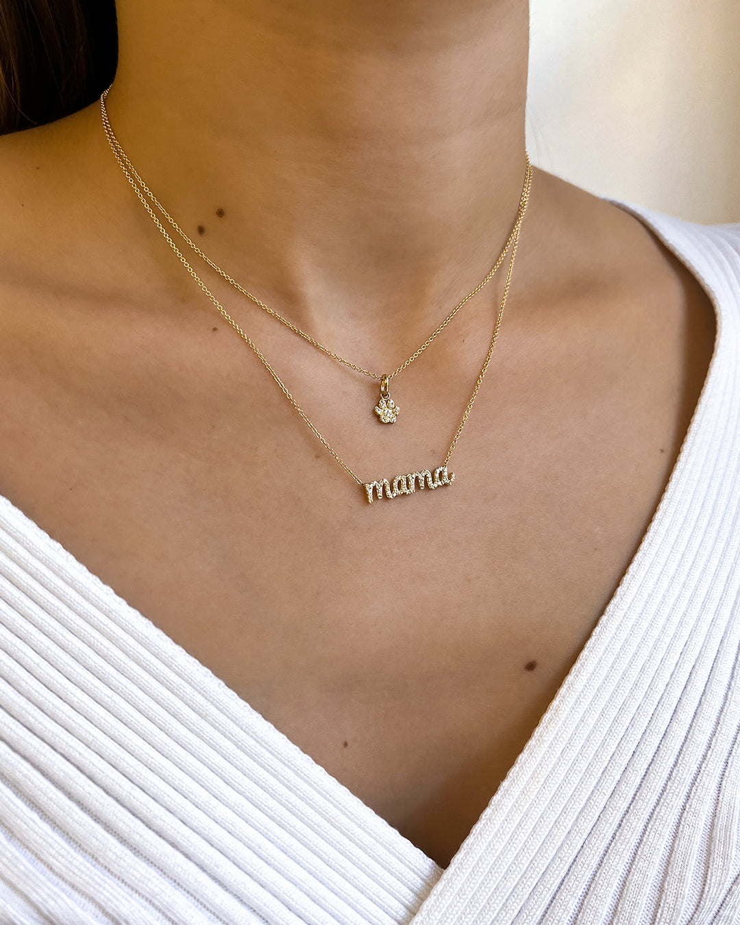 Zoe Lev Diamond Paw Necklace