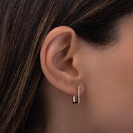 Zoe Lev Diamond Rectangle Huggie Earrings