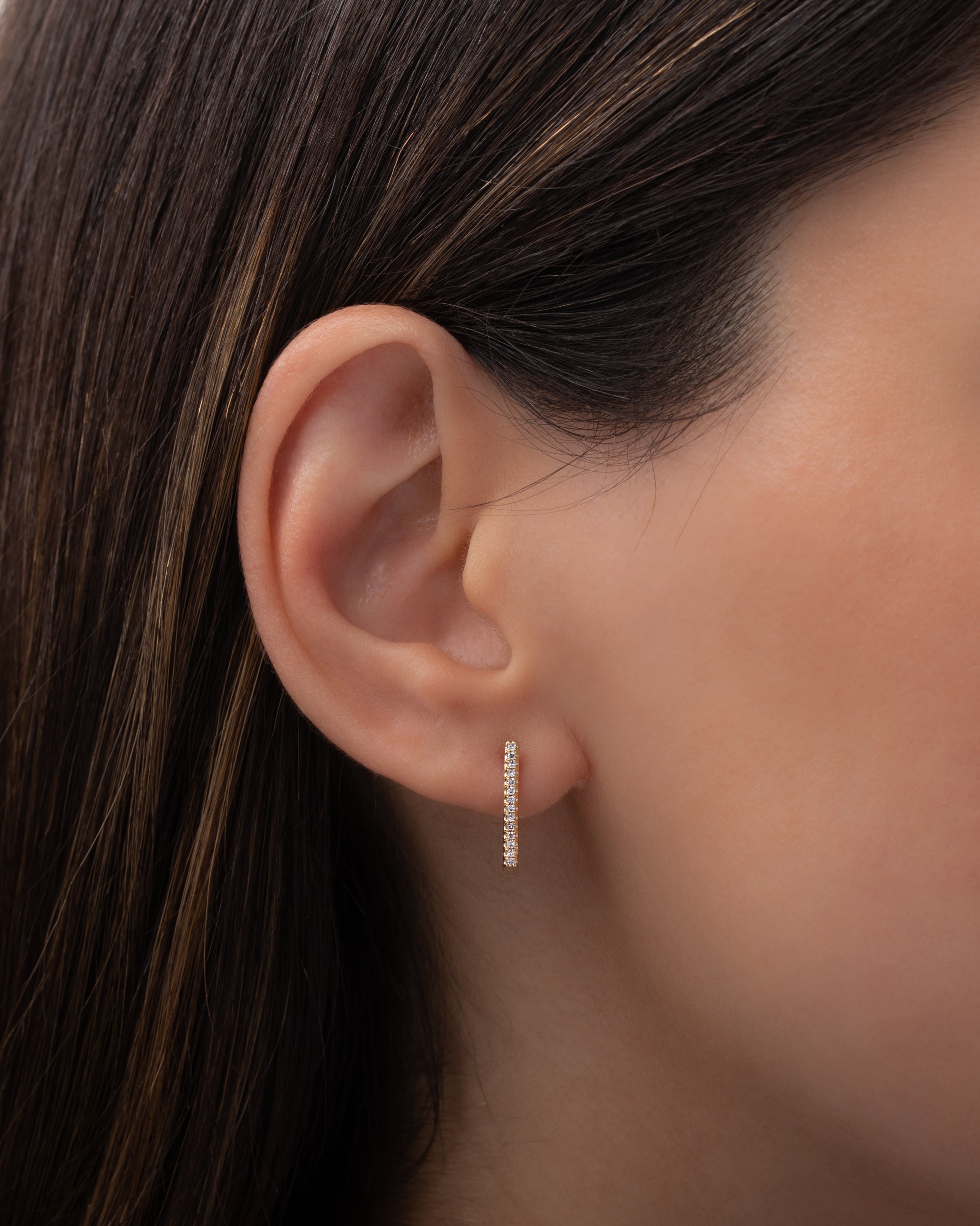 Zoe Lev Diamond Rectangle Huggie Earrings