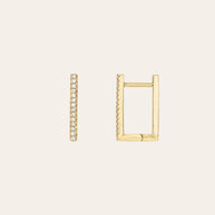 Zoe Lev Diamond Rectangle Huggie Earrings
