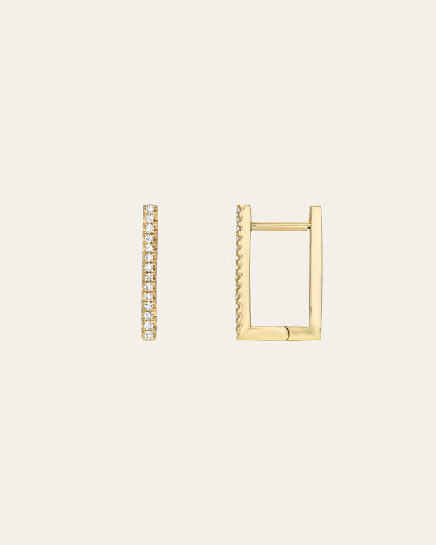 Zoe Lev Diamond Rectangle Huggie Earrings