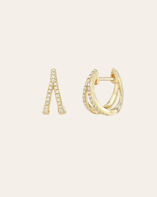 Zoe Lev Diamond Split Huggie Earrings