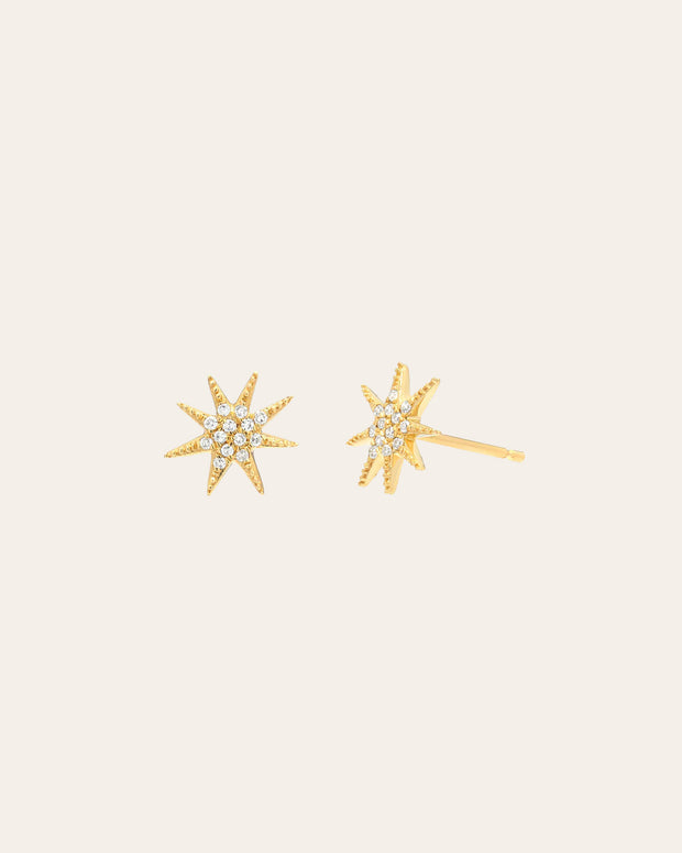 Zoe Lev Diamond Sunburst Stud Earrings