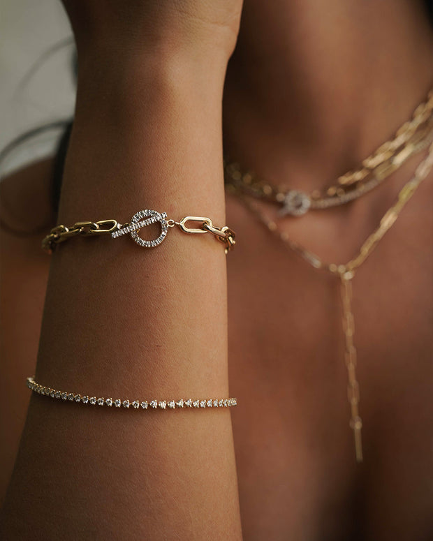 Zoe Lev 14k Gold Large Open Link Chain Bracelet With Diamond Toggle