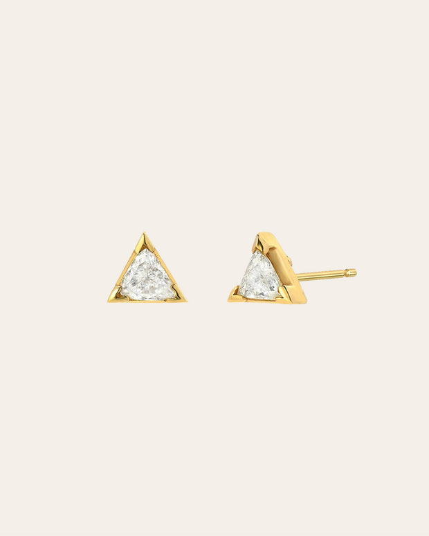 Zoe Lev Diamond Trillion Stud Earrings