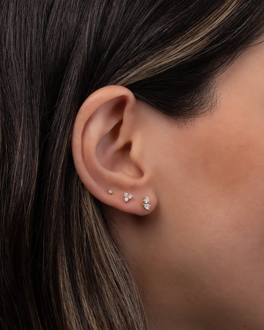 Zoe Lev Diamond Trio Stud Earrings