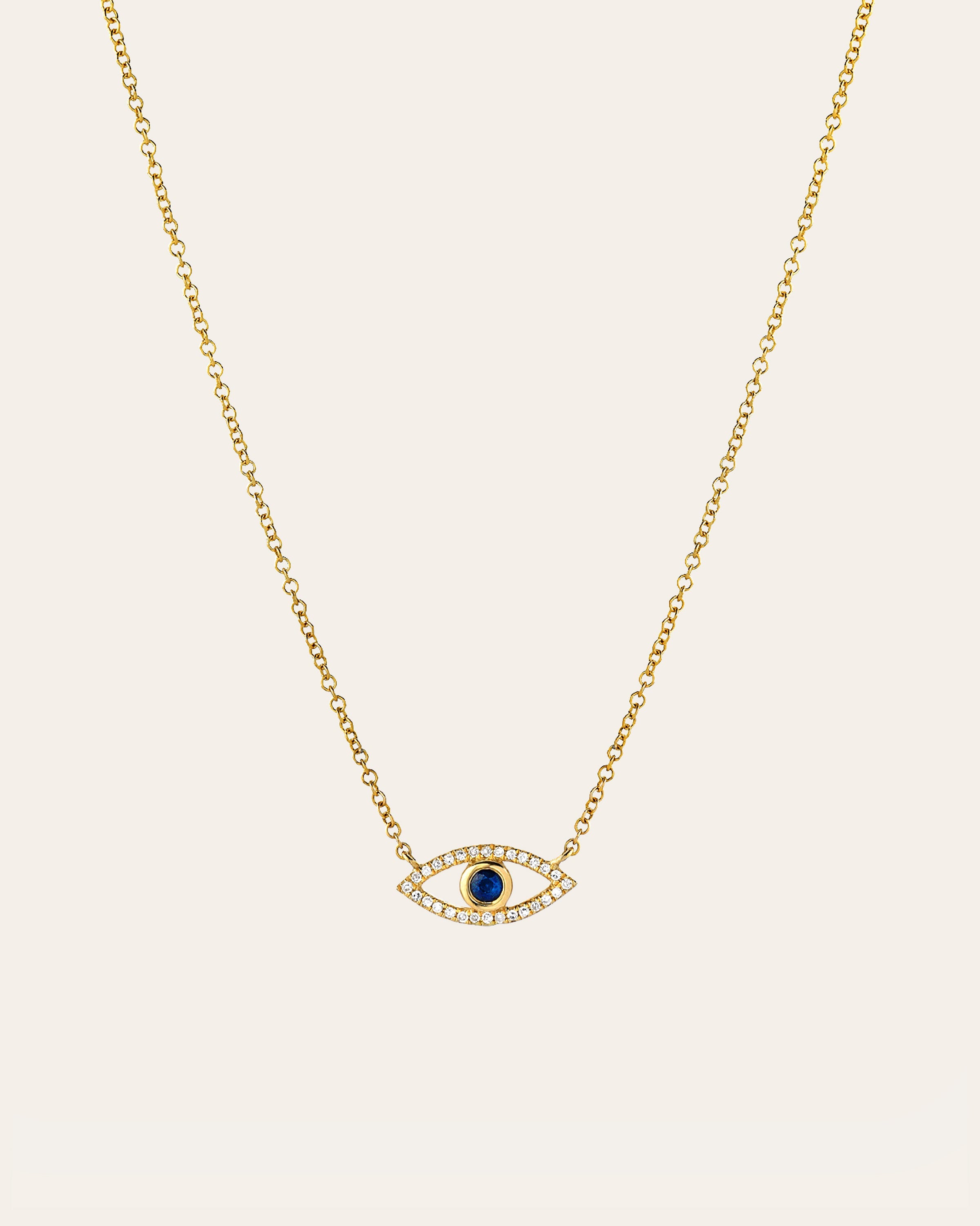 Zoe Lev Diamond & Sapphire Evil Eye Necklace