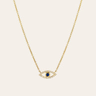 Zoe Lev Diamond & Sapphire Evil Eye Necklace