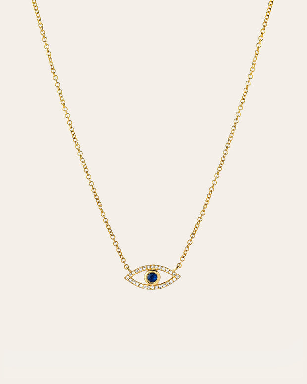 Zoe Lev Diamond & Sapphire Evil Eye Necklace