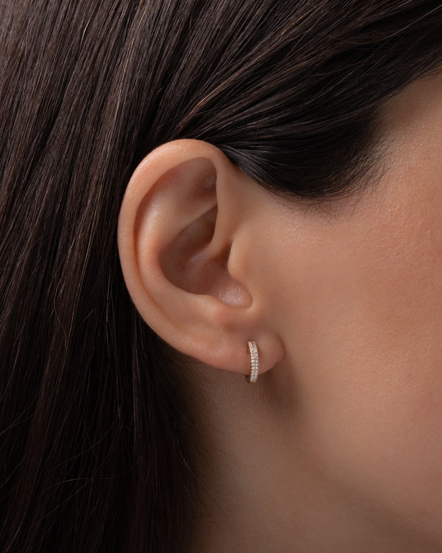 Zoe Lev Double Diamond Huggie Earrings