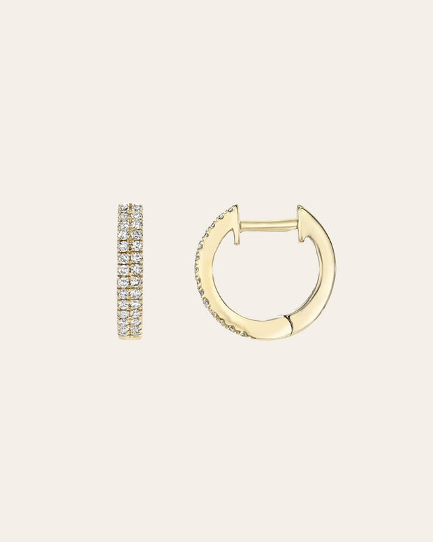 Zoe Lev Double Diamond Huggie Earrings