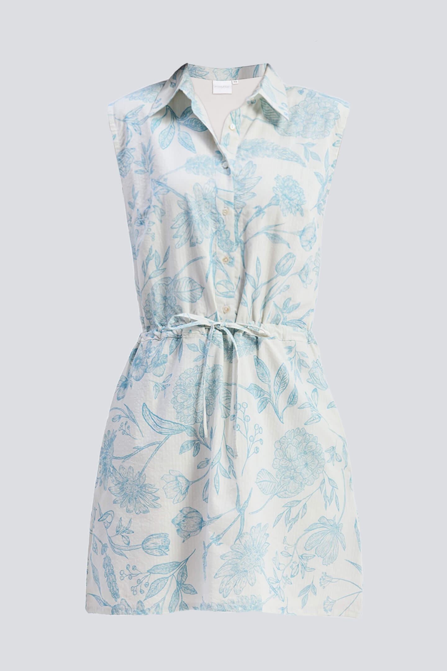 Reistor Drawstring Shirt Dress in Blue Florals