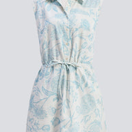 Reistor Drawstring Shirt Dress in Blue Florals