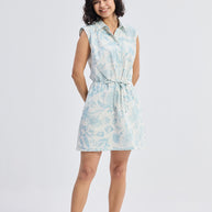 Reistor Drawstring Shirt Dress in Blue Florals