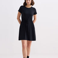 Reistor Drawstring Short T-shirt Dress in Black