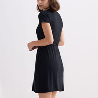 Reistor Drawstring Short T-shirt Dress in Black