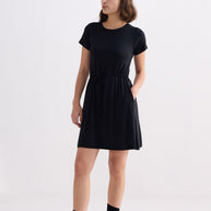 Reistor Drawstring Short T-shirt Dress in Black
