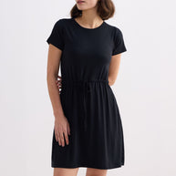 Reistor Drawstring Short T-shirt Dress in Black