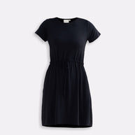 Reistor Drawstring Short T-shirt Dress in Black