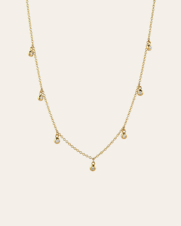 Zoe Lev Drop Bezel Diamond Shaker Necklace