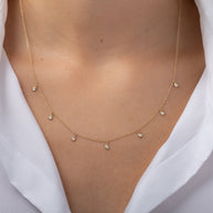 Zoe Lev Drop Bezel Diamond Shaker Necklace