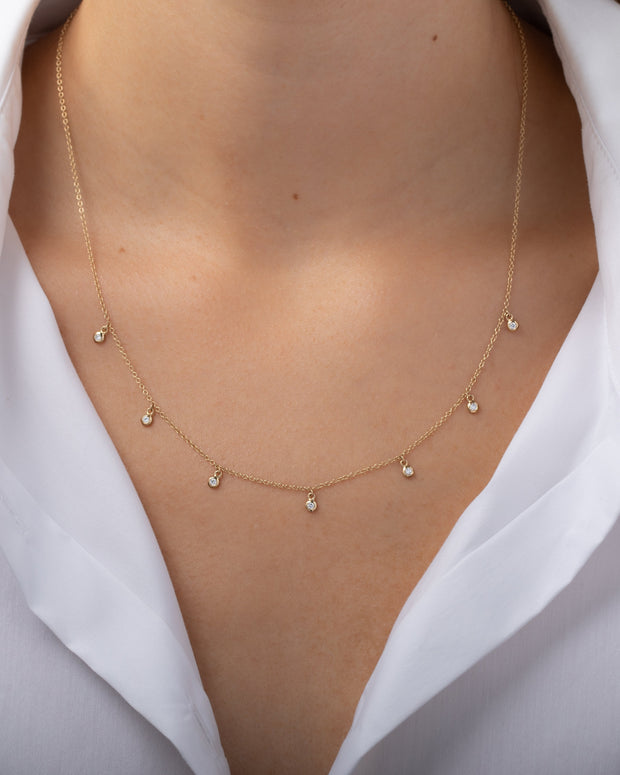 Zoe Lev Drop Bezel Diamond Shaker Necklace