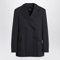 S Max Mara Double-breasted Jacket In Midnight Blue Crêpe Wool