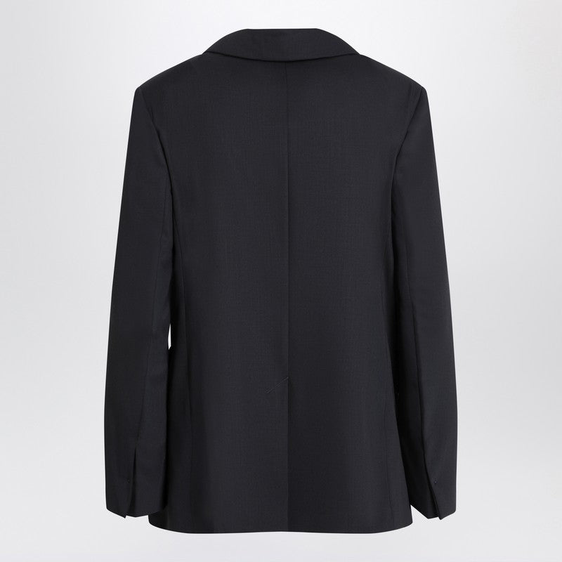 S Max Mara Double-breasted Jacket In Midnight Blue Crêpe Wool