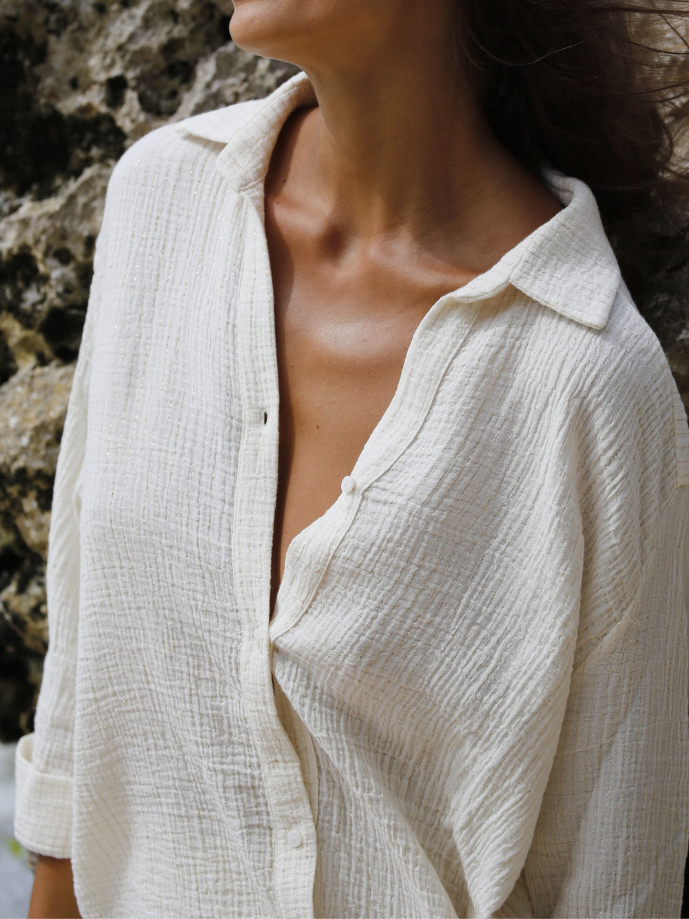 Echo Maxi Shirt - Gold Stripes
