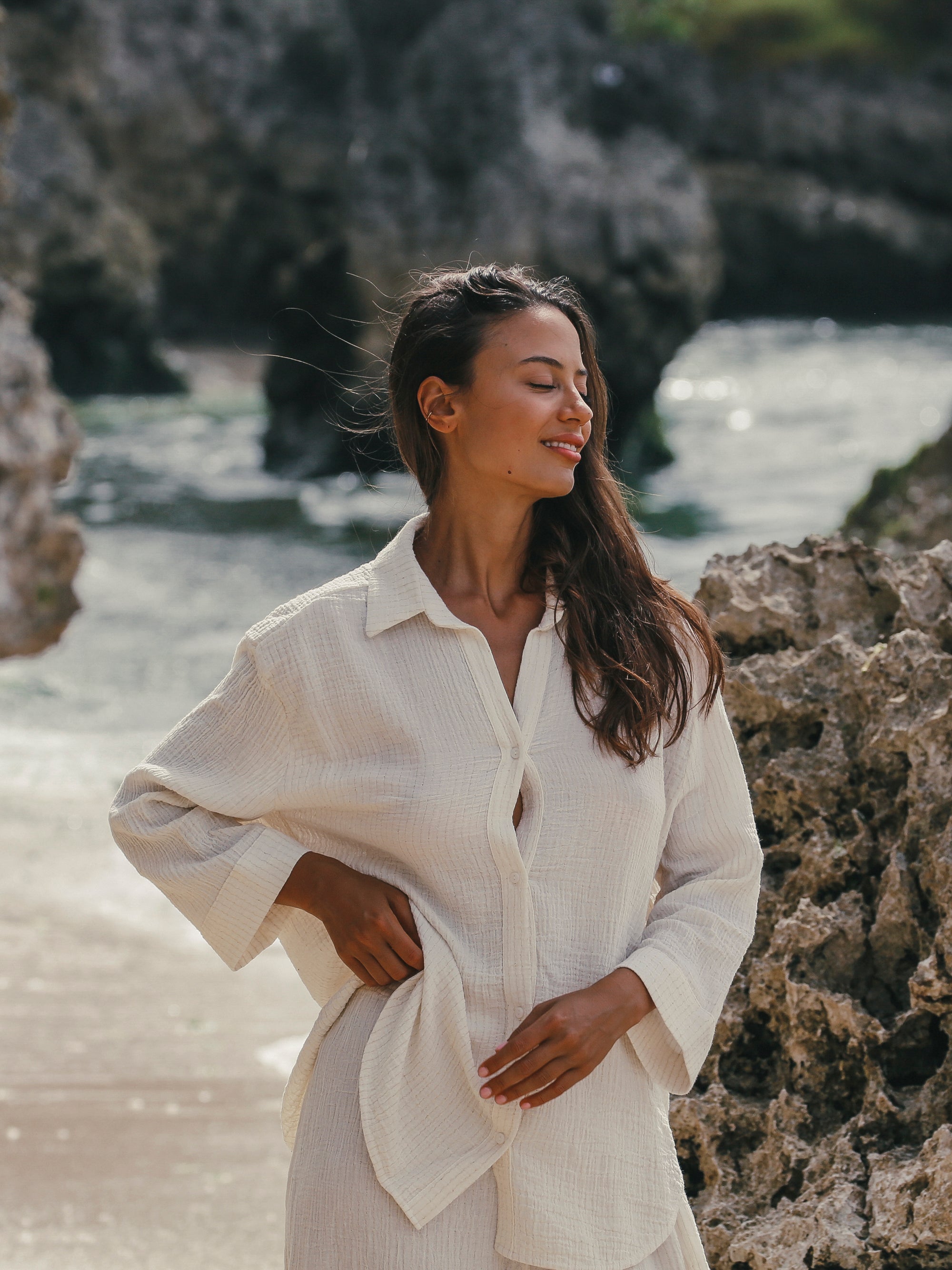Echo Maxi Shirt - Gold Stripes