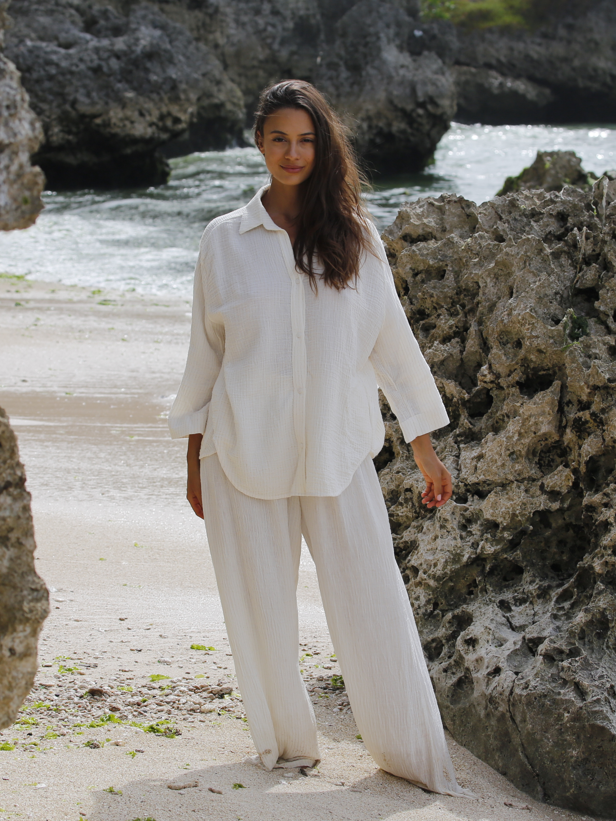Echo Maxi Shirt - Gold Stripes