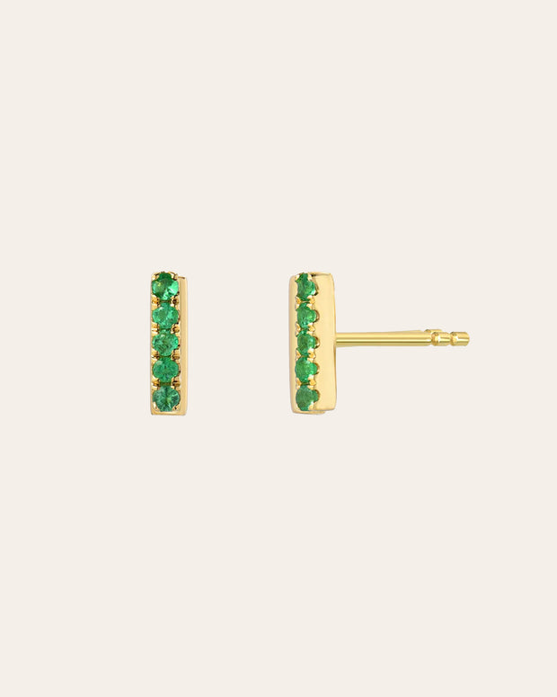 Zoe Lev Emerald Bar Stud Earrings