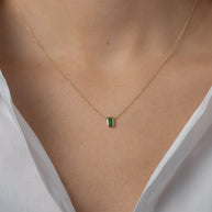 Zoe Lev Emerald Cut Emerald Necklace