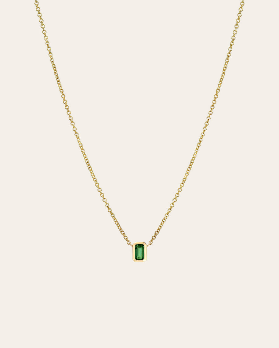Zoe Lev Emerald Cut Emerald Necklace