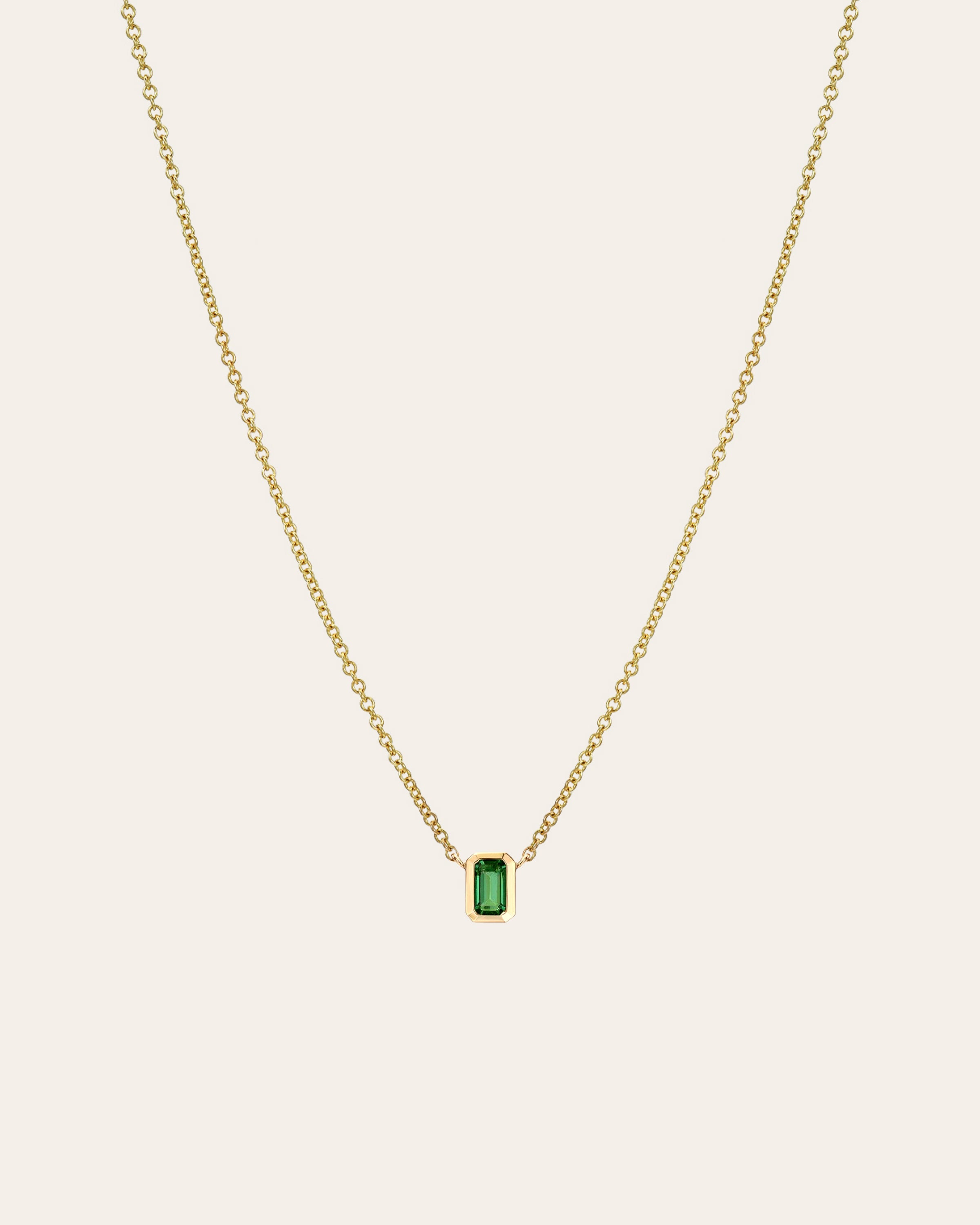 Zoe Lev Emerald Cut Emerald Necklace