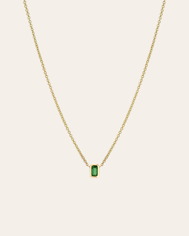 Zoe Lev Emerald Cut Emerald Necklace