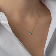 Zoe Lev Emerald Cut Emerald Necklace