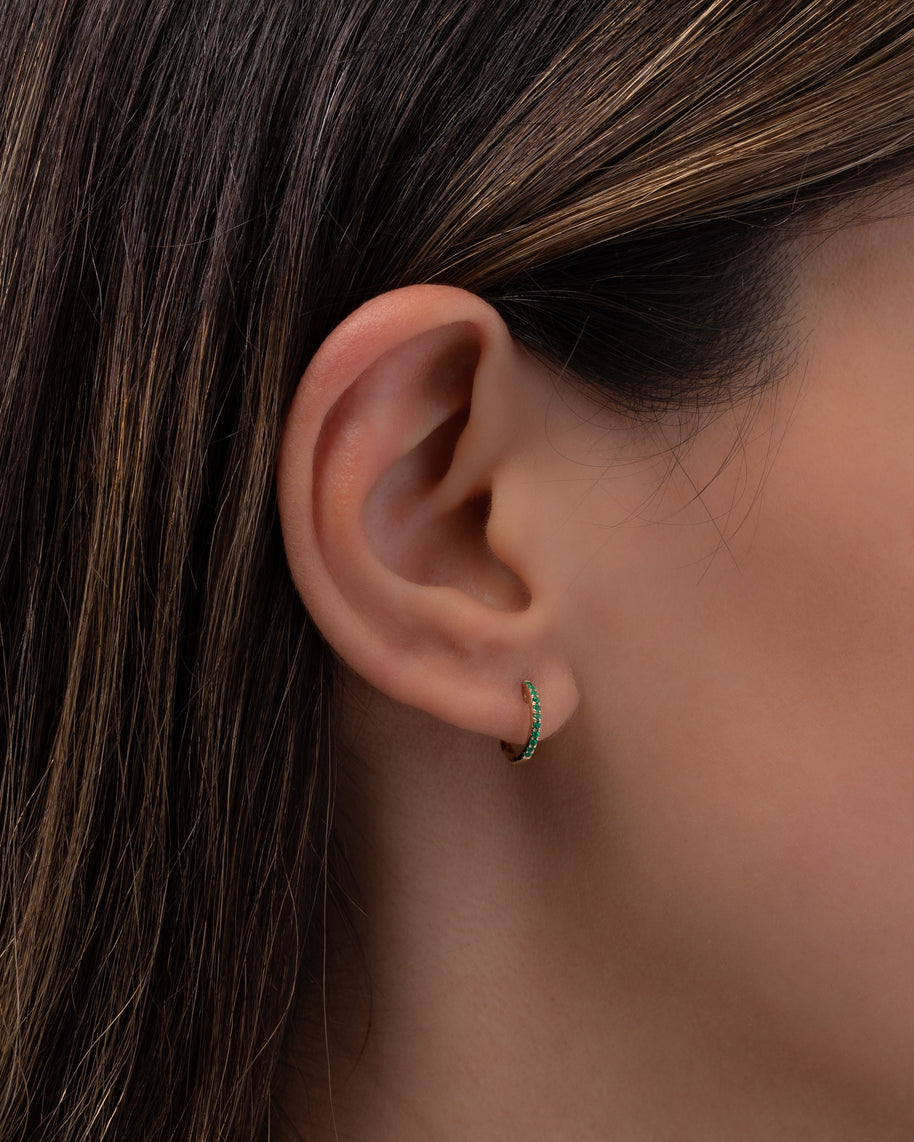 Zoe Lev Emerald Huggie Earrings