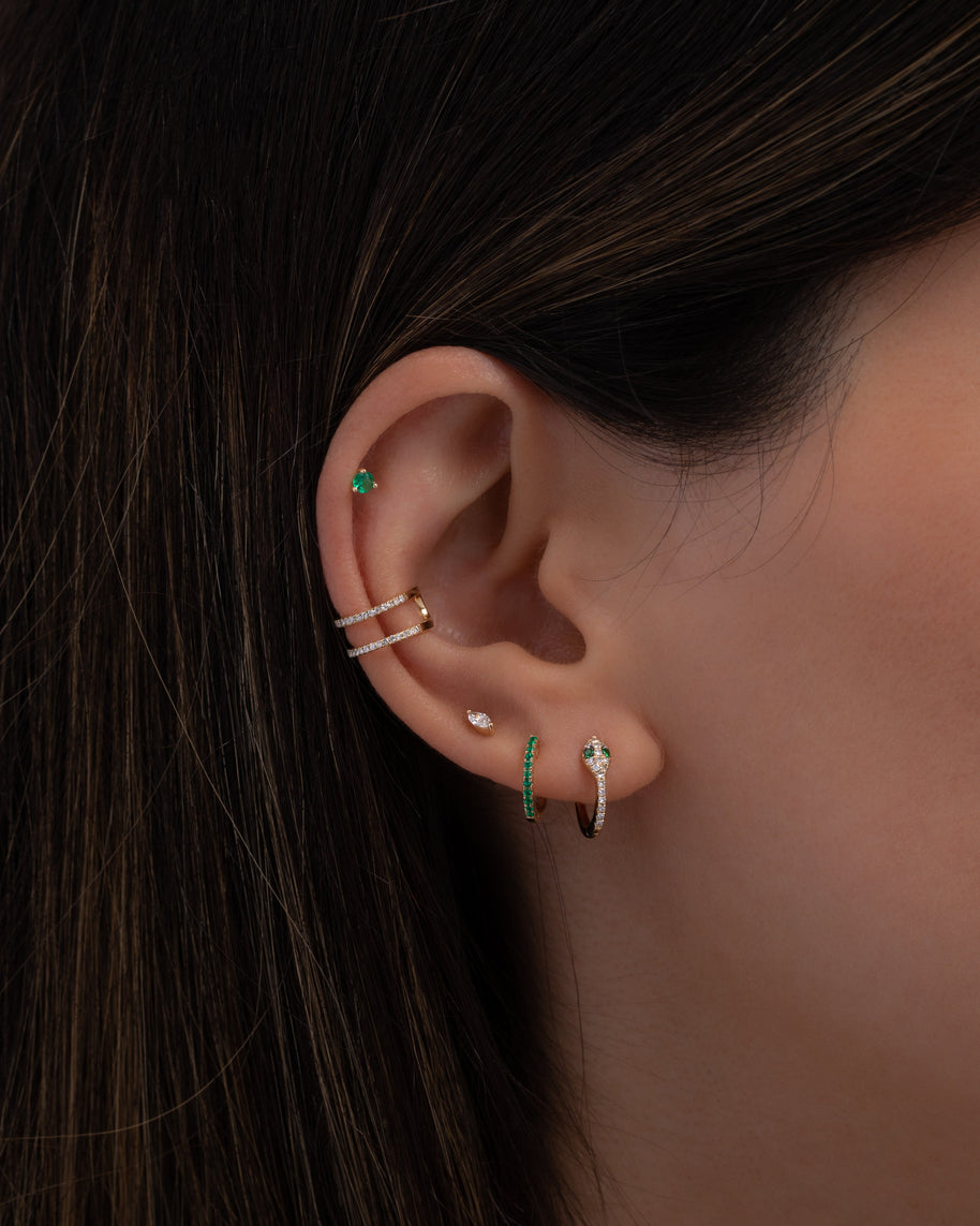 Zoe Lev Emerald Huggie Earrings