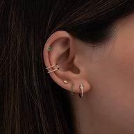 Zoe Lev Emerald Huggie Earrings