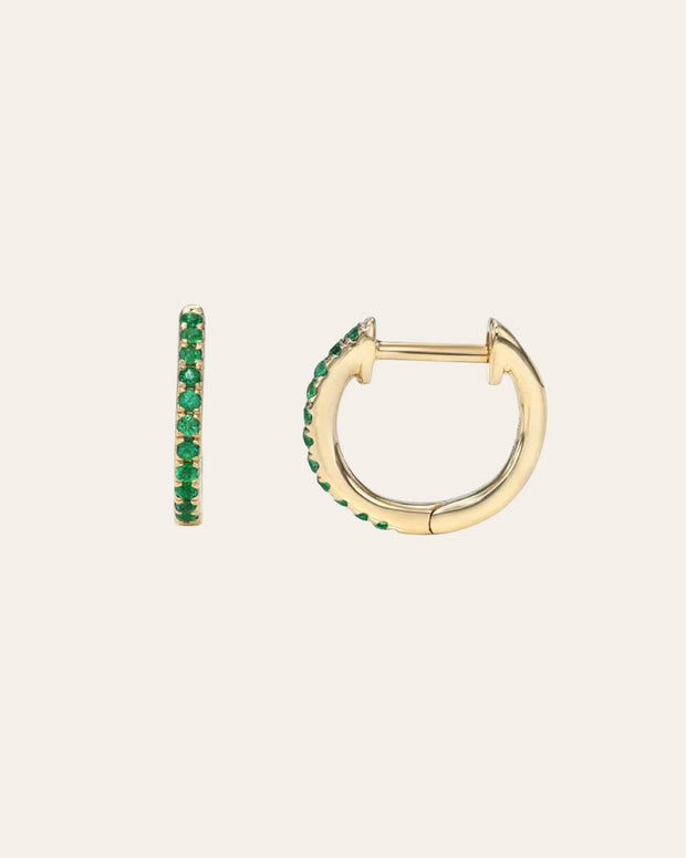 Zoe Lev Emerald Huggie Earrings