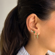Zoe Lev Emerald Oval Hoop Earrings