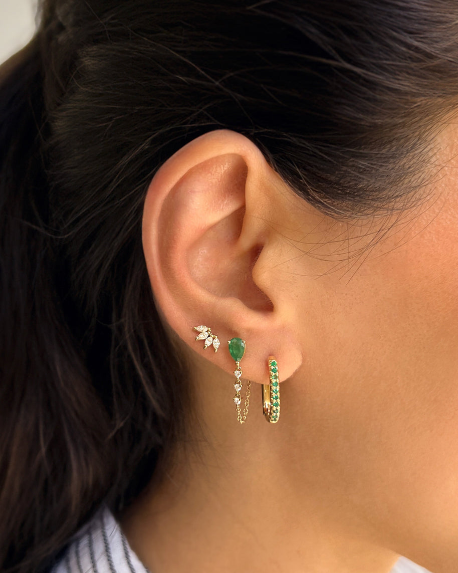 Zoe Lev Emerald Oval Hoop Earrings