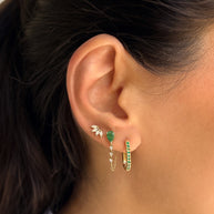Zoe Lev Emerald Oval Hoop Earrings