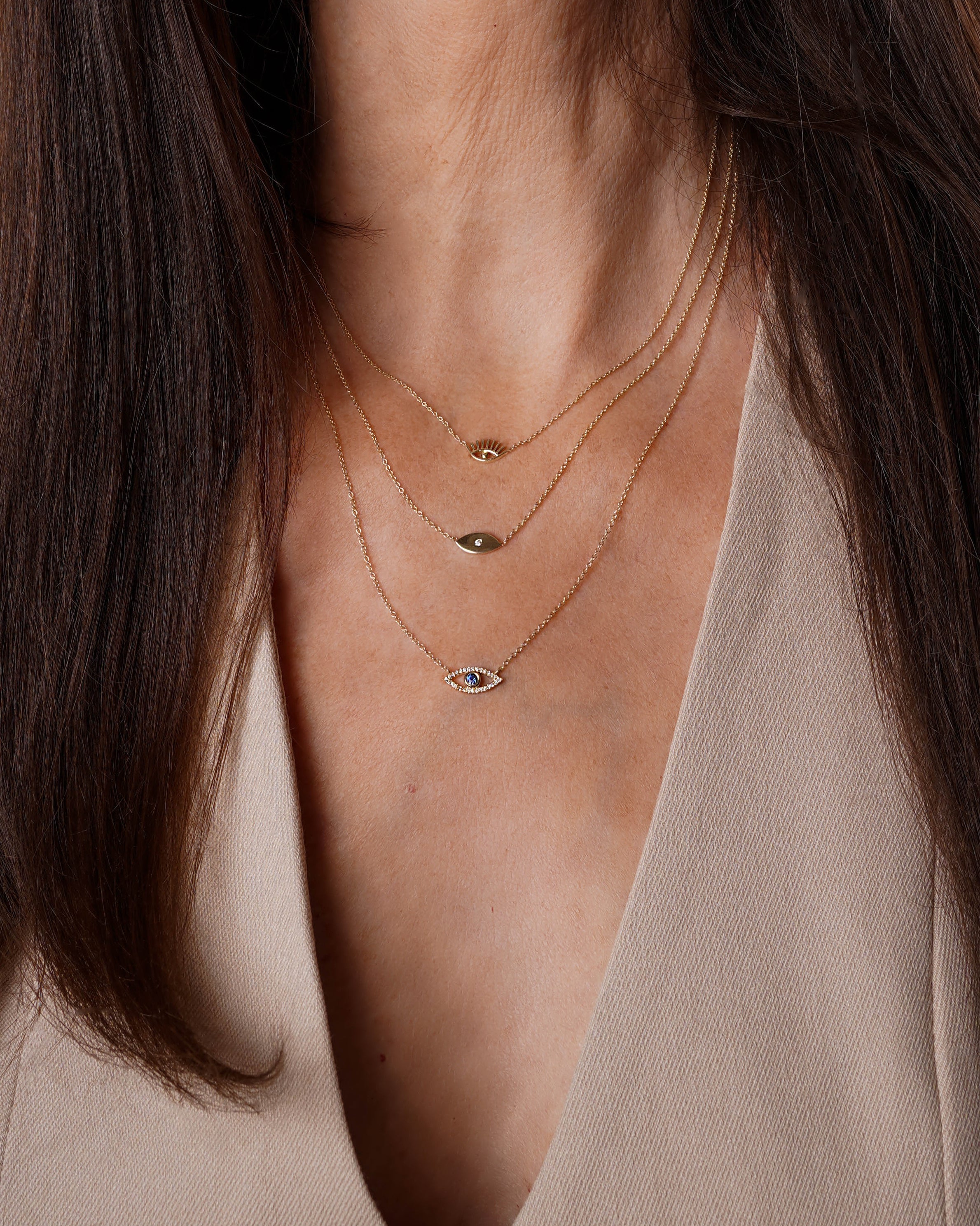 Zoe Lev Diamond & Sapphire Evil Eye Necklace