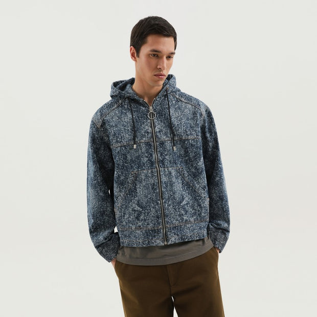 1989 STUDIO Denim Marbled Zip Hoodie Jacket