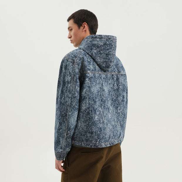 1989 STUDIO Denim Marbled Zip Hoodie Jacket