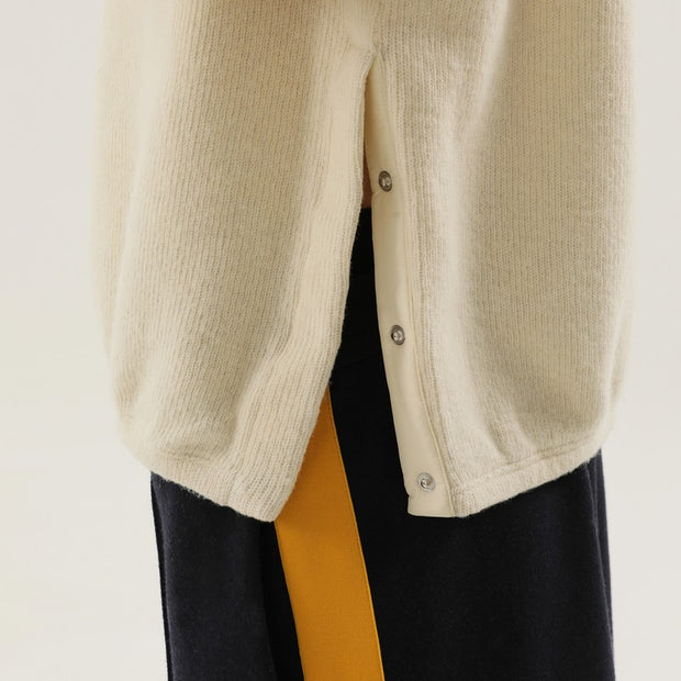 1989 STUDIO White Ribbed Sweater With Slits