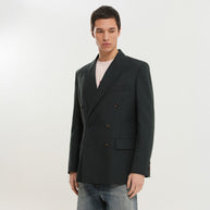 1989 STUDIO Dark Green Double-breasted Blazer